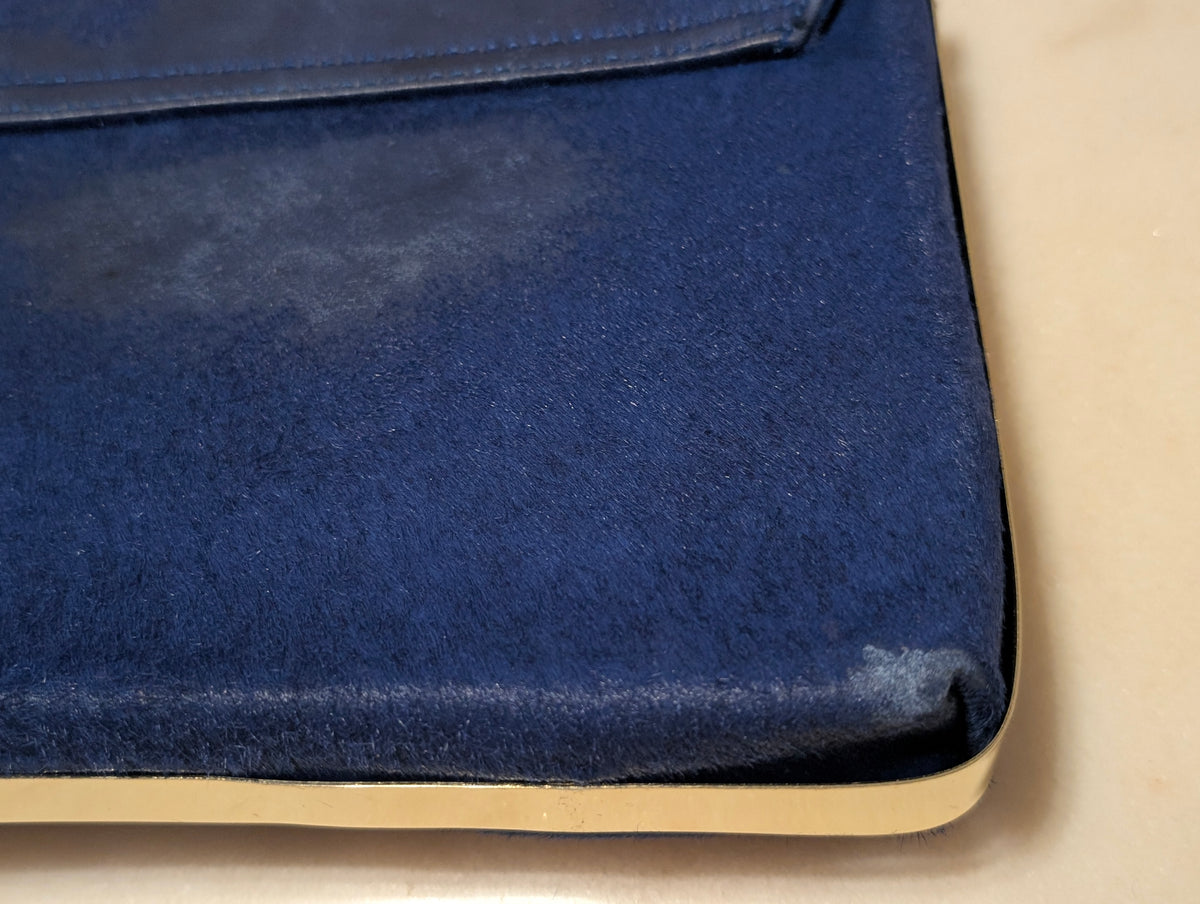 Gianni Bini Royal Blue Genuine Cowhair Leather Clutch Crossbody Bag Gold