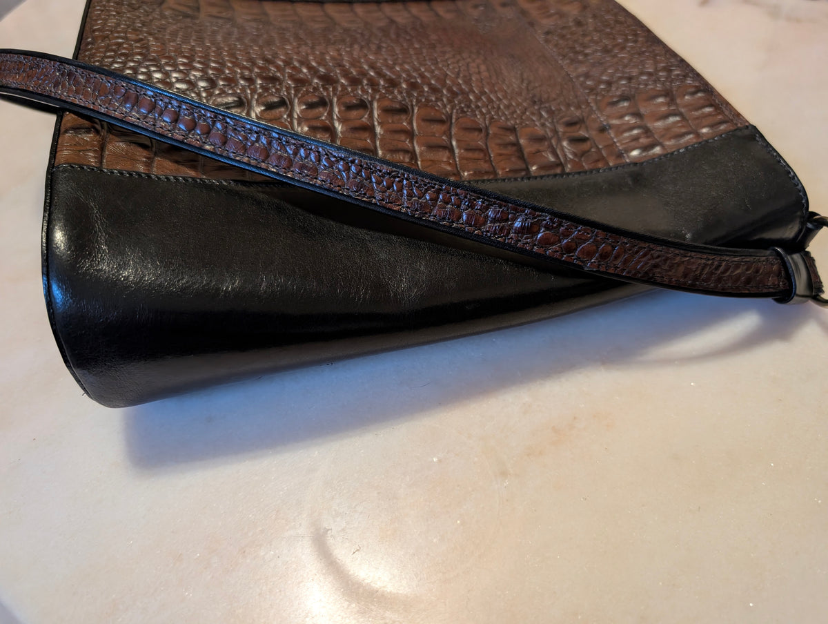 Vintage Brahmin Leather Croc Embossed Shoulder Bag
