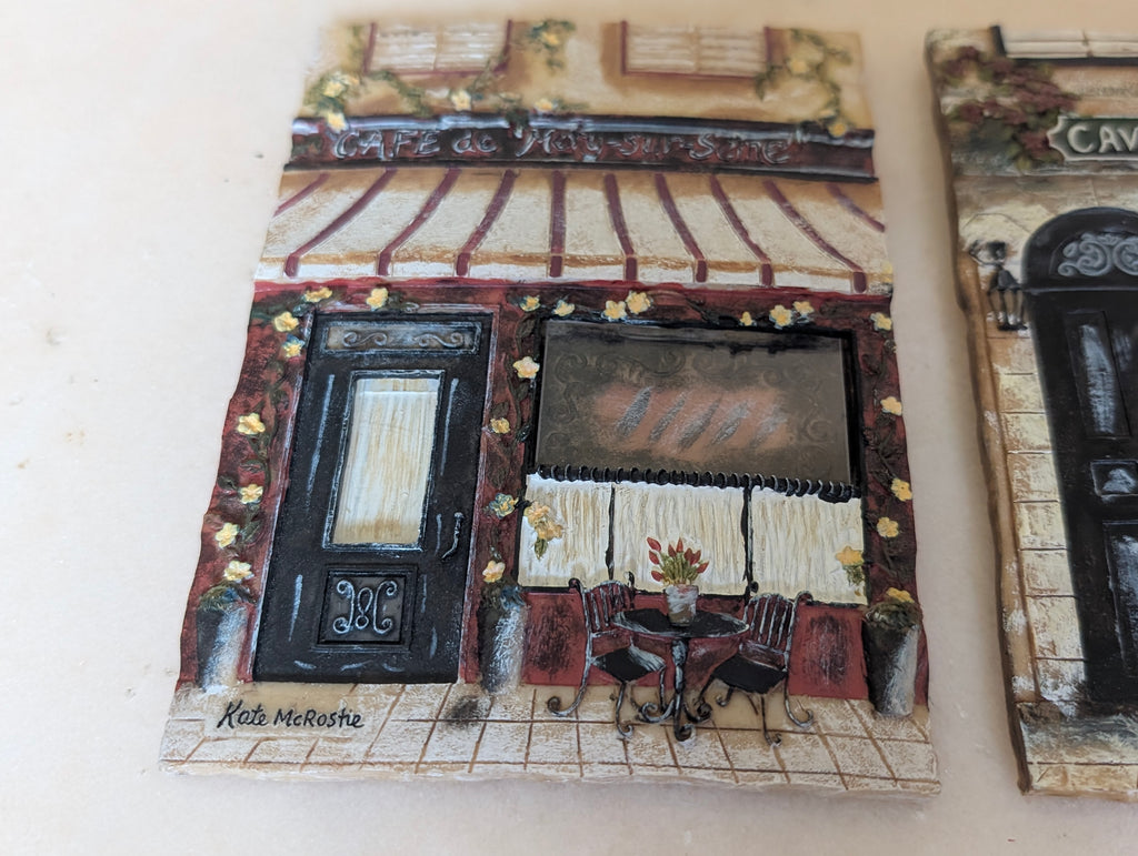 Kate McRostie Hand Painted Bistro Wall Plaques (3) European Café Restaurant