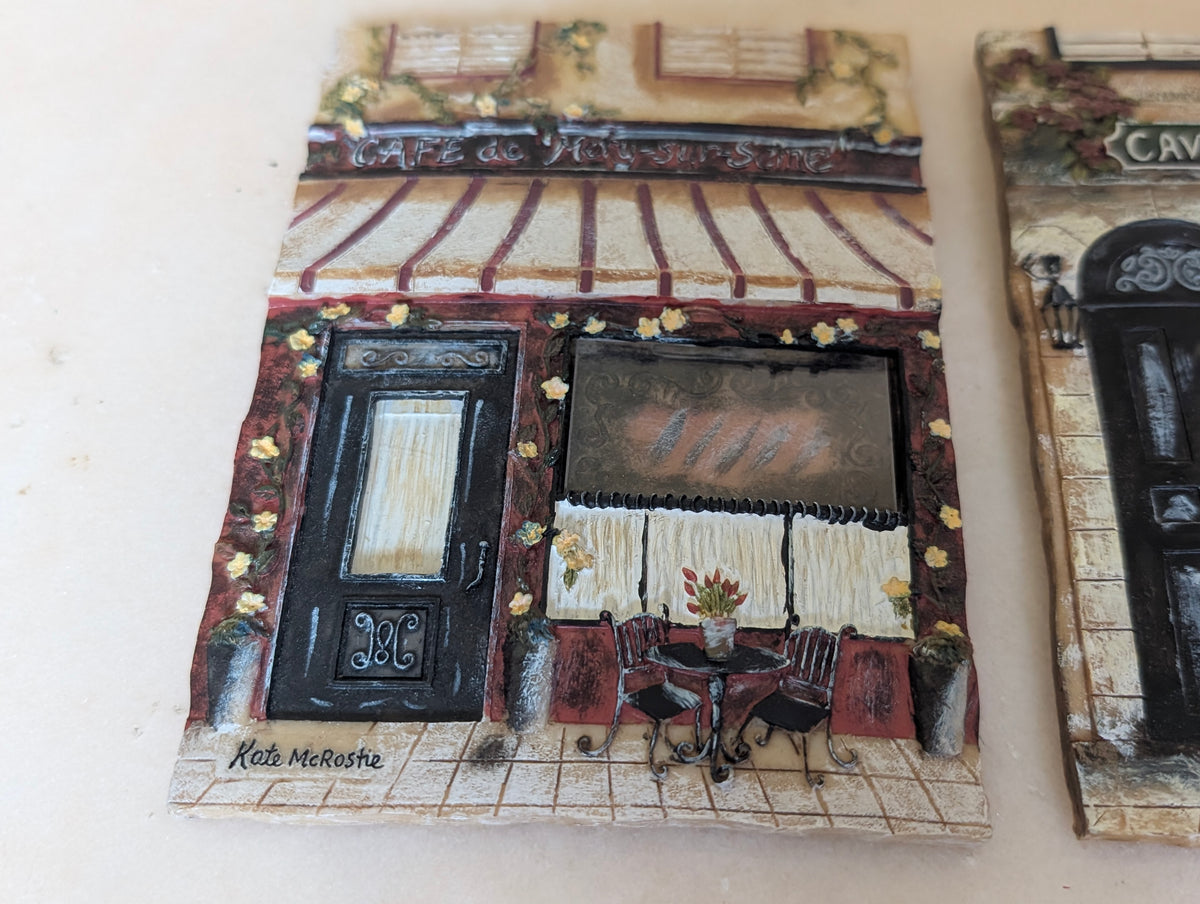 Kate McRostie Hand Painted Bistro Wall Plaques (3) European Café Restaurant