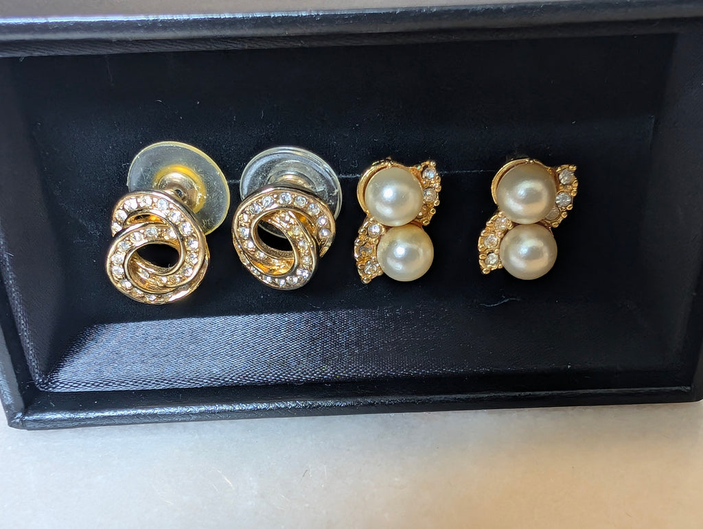 Vintage Gold Tone & Faux Pearl Earrings