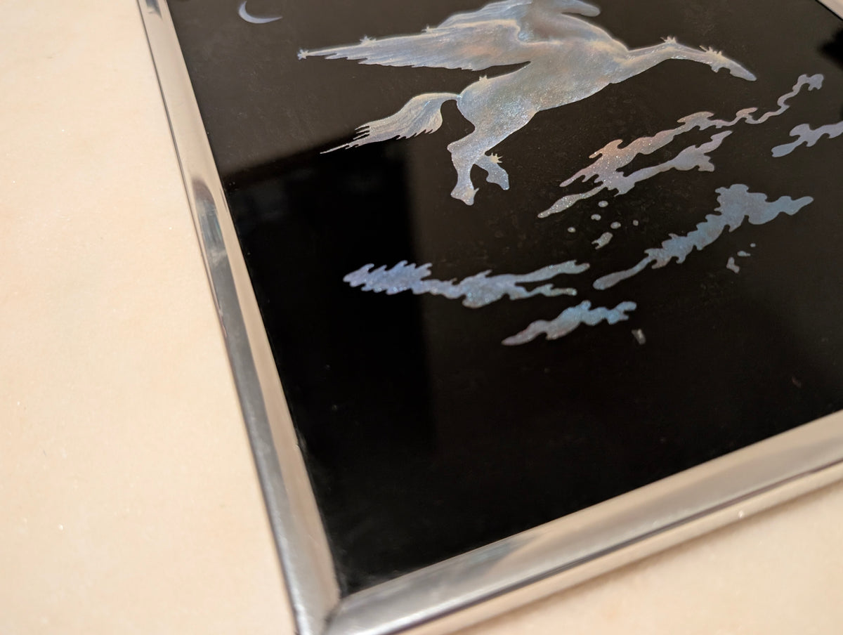 Vintage Kafka Industries #4032 Pegasus 3D Foil Wall Art Framed Fantasy Decor Made in USA 1985