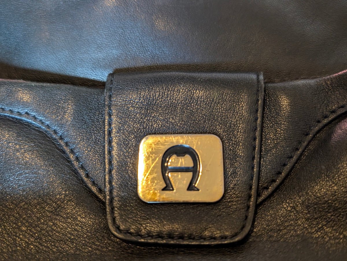 Vintage Etienne Aigner Black Genuine Leather Shoulder Bag Purse