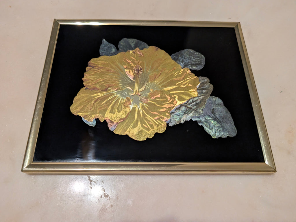 Vintage Kafka Industries Hibiscus Flower 3D Foil Wall Art (#4243) – Made in USA (1985)