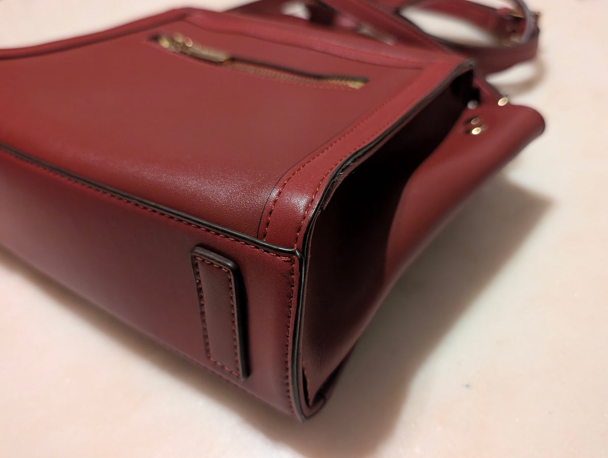 La'Festin Burgundy Structured Top Handle Satchel Crossbody Shoulder Bag