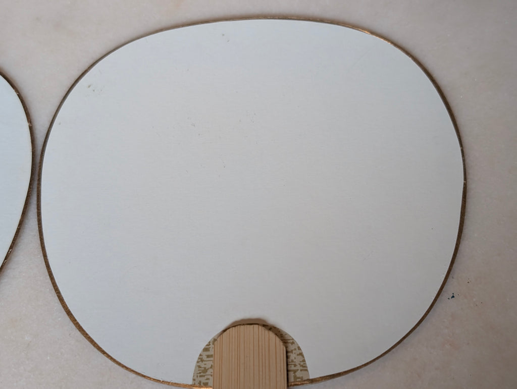 Vintage Japanese Uchiwa Bamboo Hand Fans Pair Geisha Bijin Utamaro Style