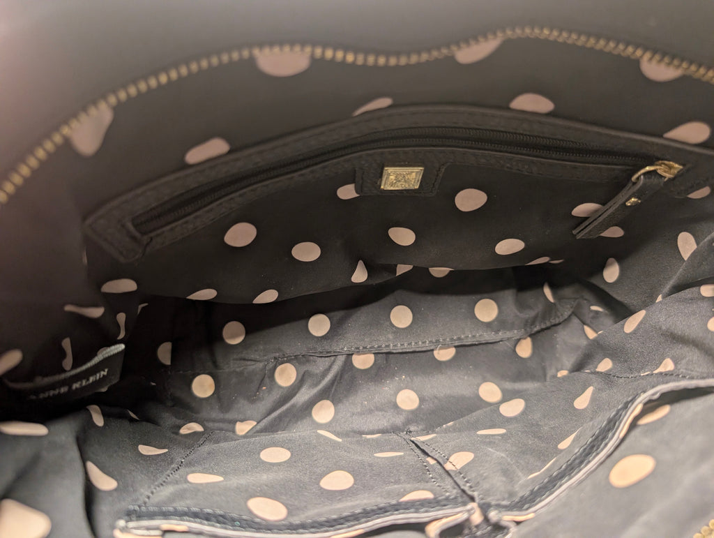 Anne Klein Black Pebbled Faux Leather Tote Crossbody Bag