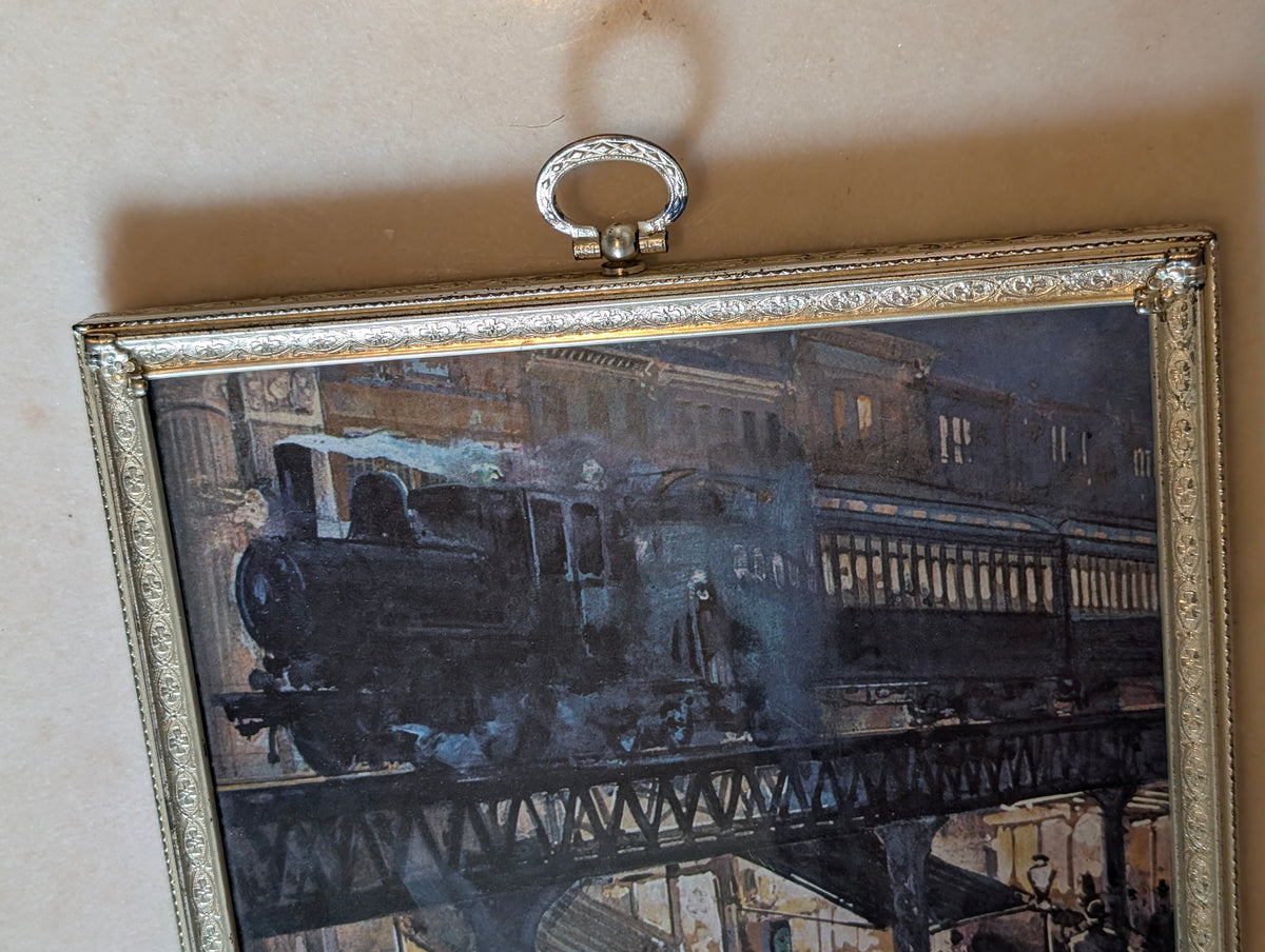 Hidden Picture Frame Sliding Panel Train Print Kodak George Eastman Novelty Frame