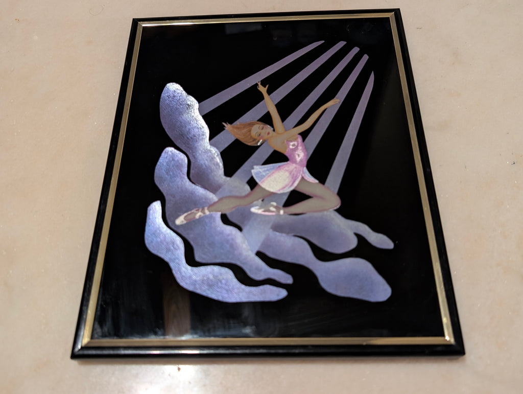 Vintage Kafka Industries #4389 Ballerina 3D Foil Wall Art Framed Ballet Dancer Made in USA