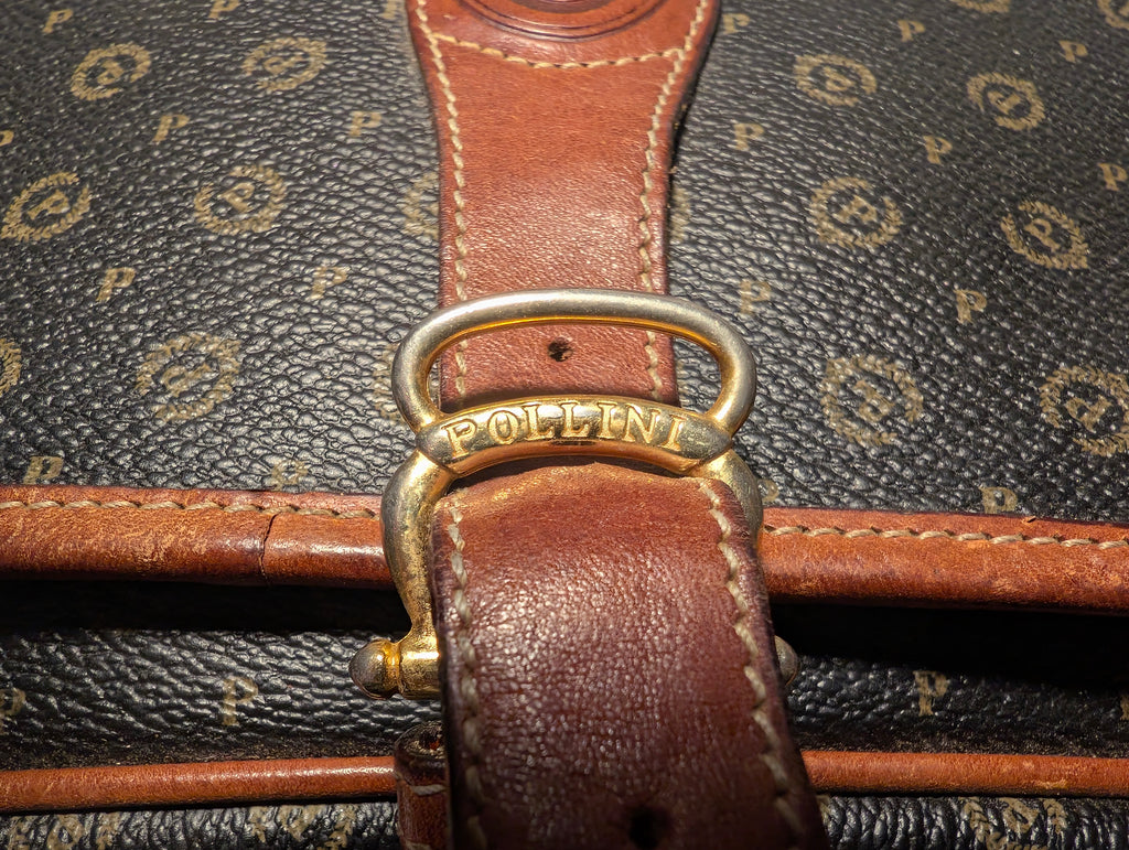 Pollini Heritage Messenger Bag Made in Italy, Monogram Crossbody