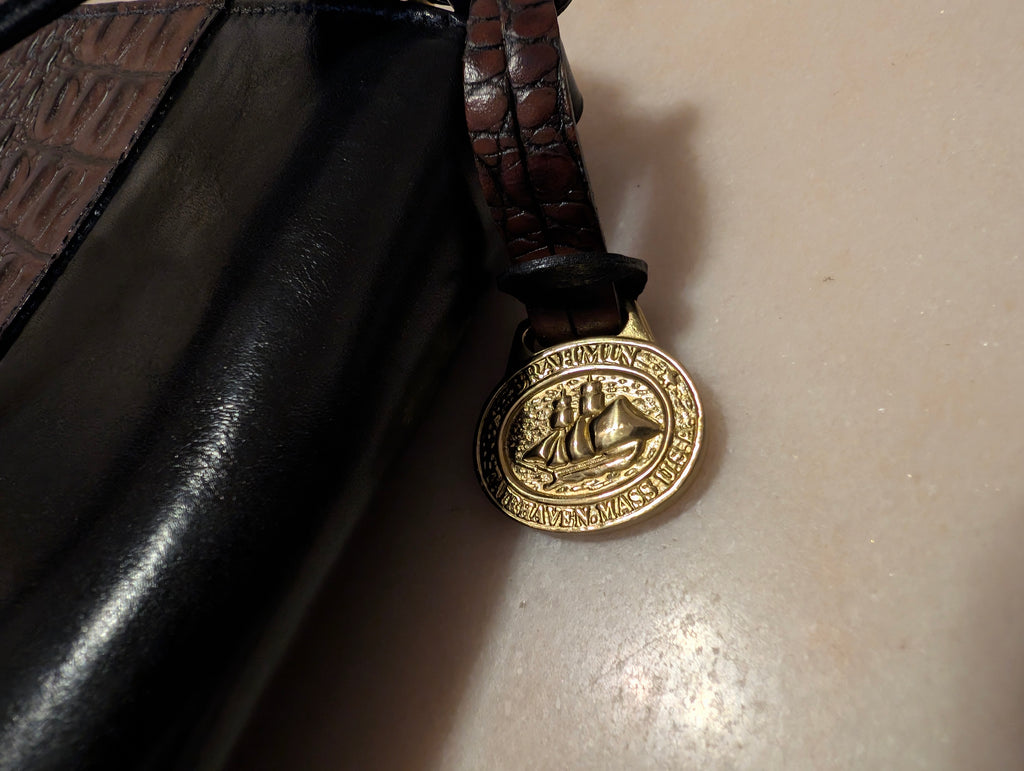 Vintage Brahmin Leather Croc Embossed Shoulder Bag