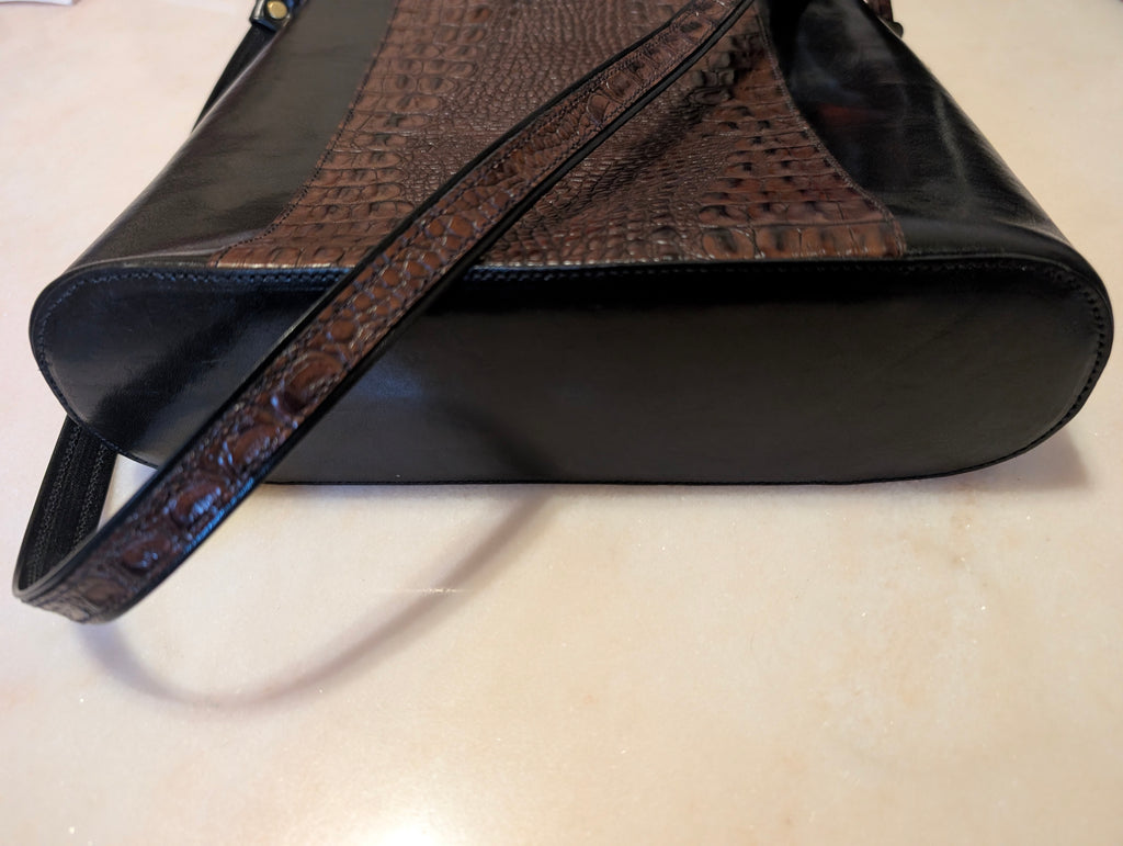 Vintage Brahmin Leather Croc Embossed Shoulder Bag
