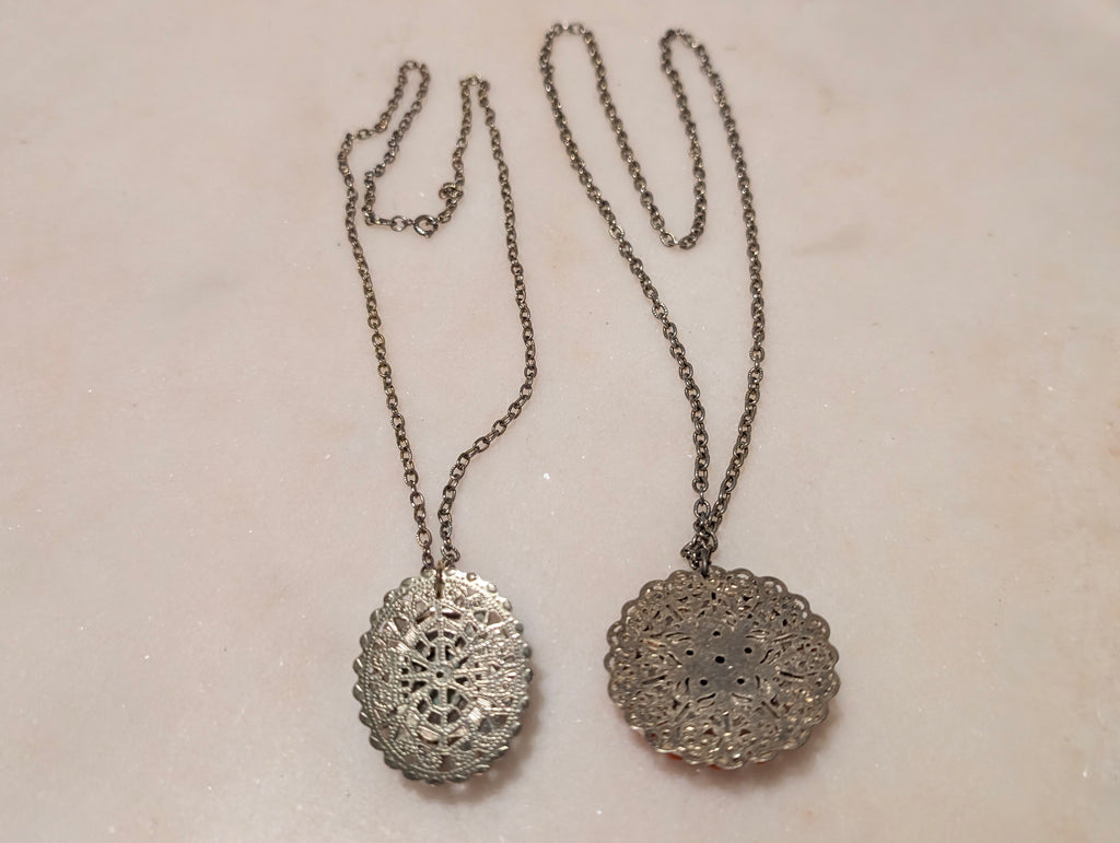 Vintage Statement Pendant Necklace (2, Pink and Aqua)