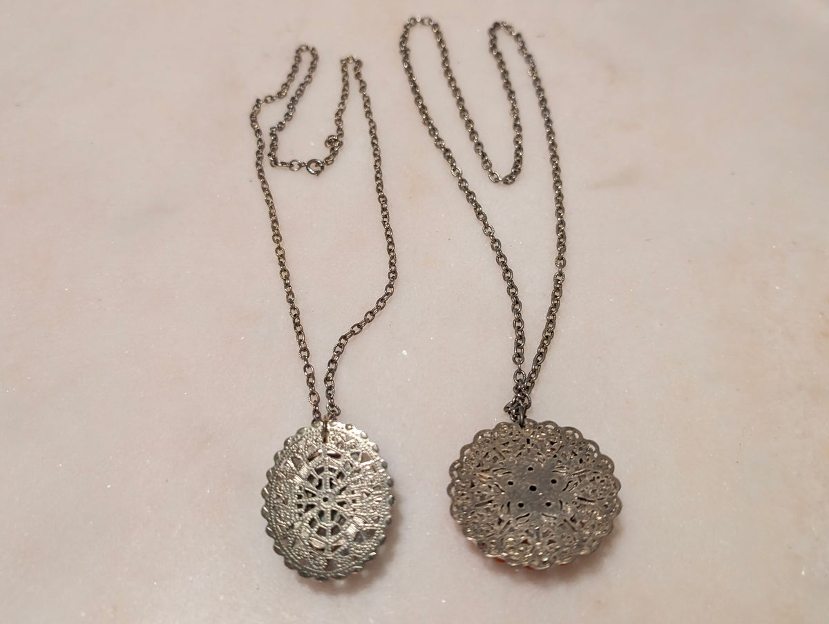 Vintage Statement Pendant Necklace (2, Pink and Aqua)
