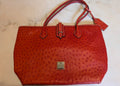 Dooney & Bourke Ostrich-Embossed Leather Tote (Red/Coral)