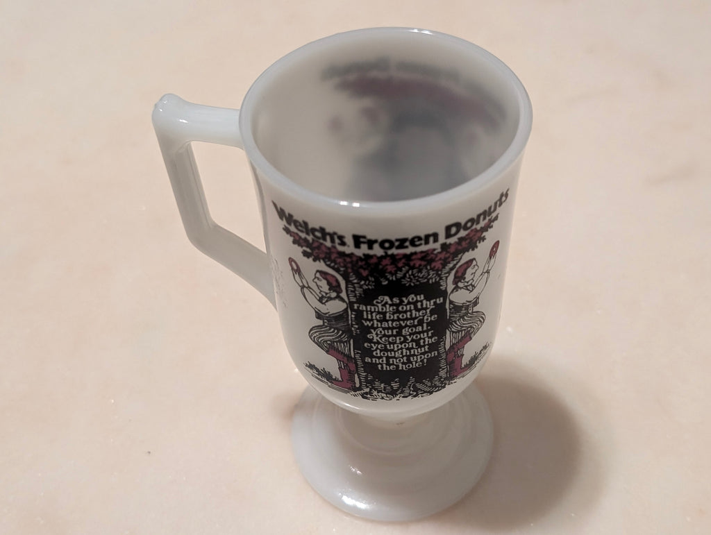 Vintage Welch's Frozen Donuts Milk Glass Pedestal Mug Footed Coffee Cup