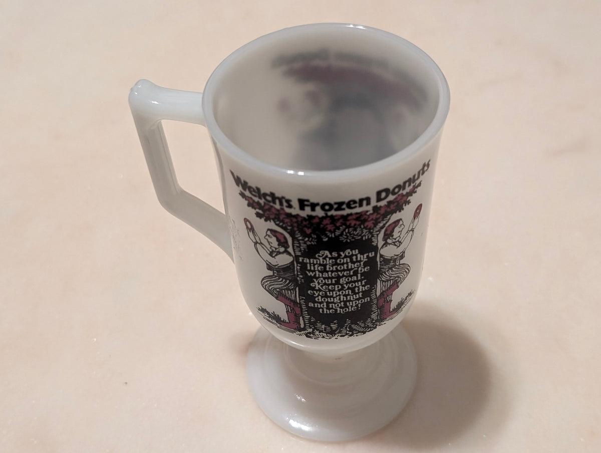 Vintage Welch's Frozen Donuts Milk Glass Pedestal Mug Footed Coffee Cup