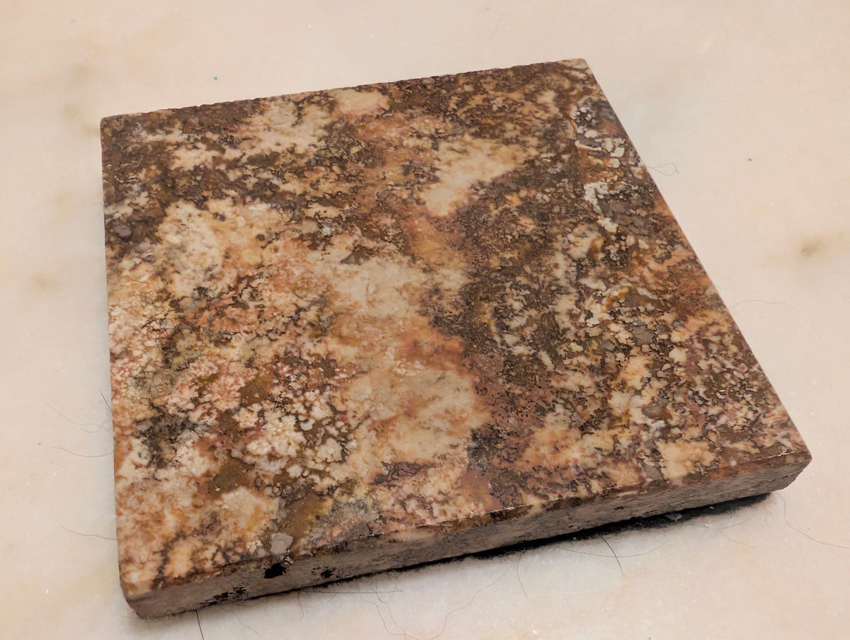 Set of 2 Natural Stone Square Coasters,  Marble & Granite Felt Bottom