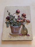 Vintage 3D Floral Wall Plaque – BLUM – Raised Rose Relief Wall Hanging