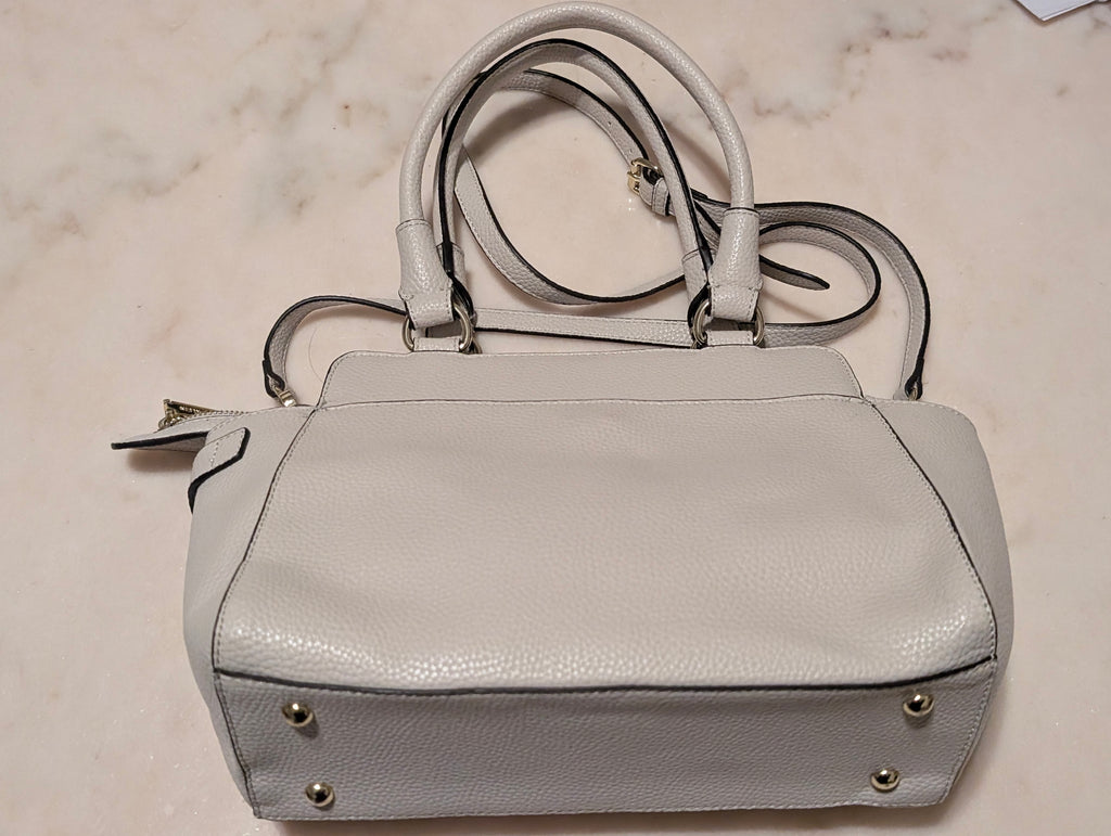 Anne Klein Light Gray Pebbled Satchel Crossbody Handbag Purse Gold Hardware