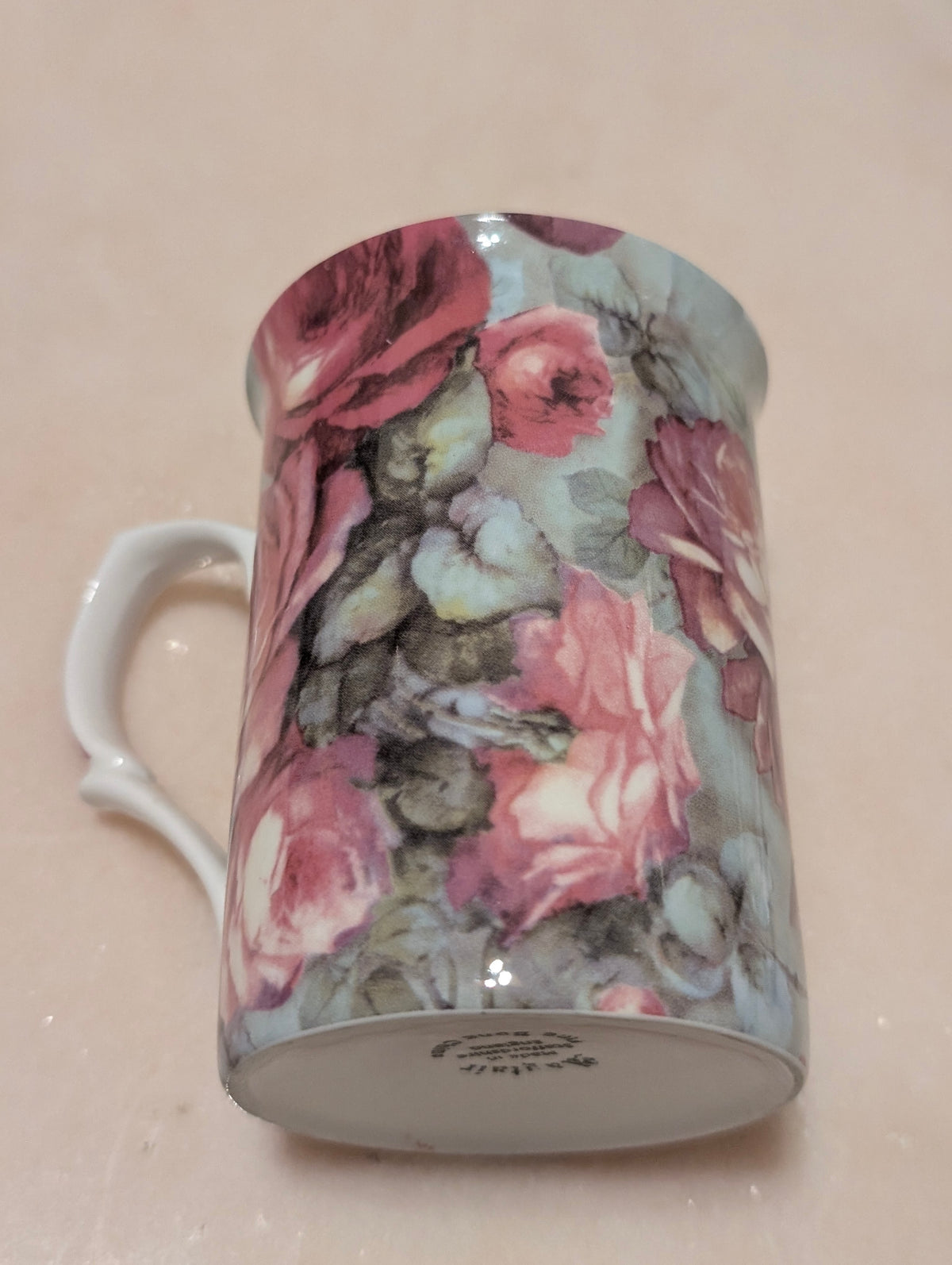 Mayfair Fine Bone China Staffordshire England Floral Tea Mug w/ Lid