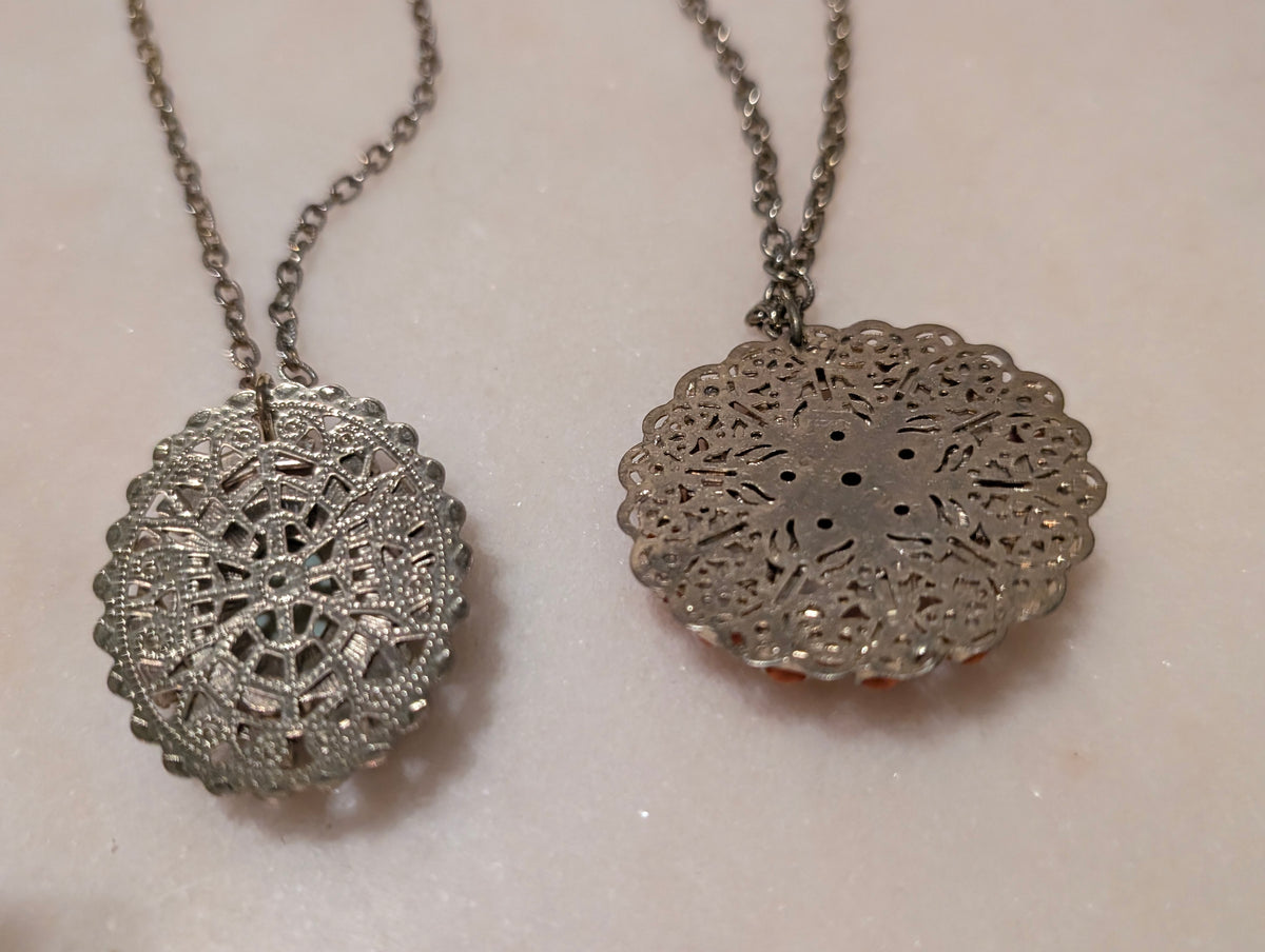 Vintage Statement Pendant Necklace (2, Pink and Aqua)