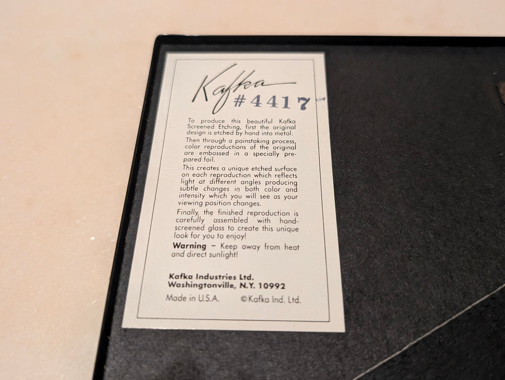 Vintage Kafka Industries #4417 Tropical Angelfish 3D Foil Wall Art Framed Made in USA
