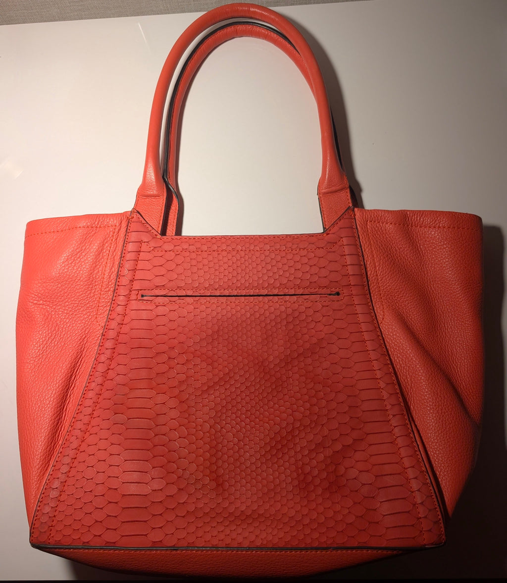Vince Camuto Coral Orange Leather Tote Bag
