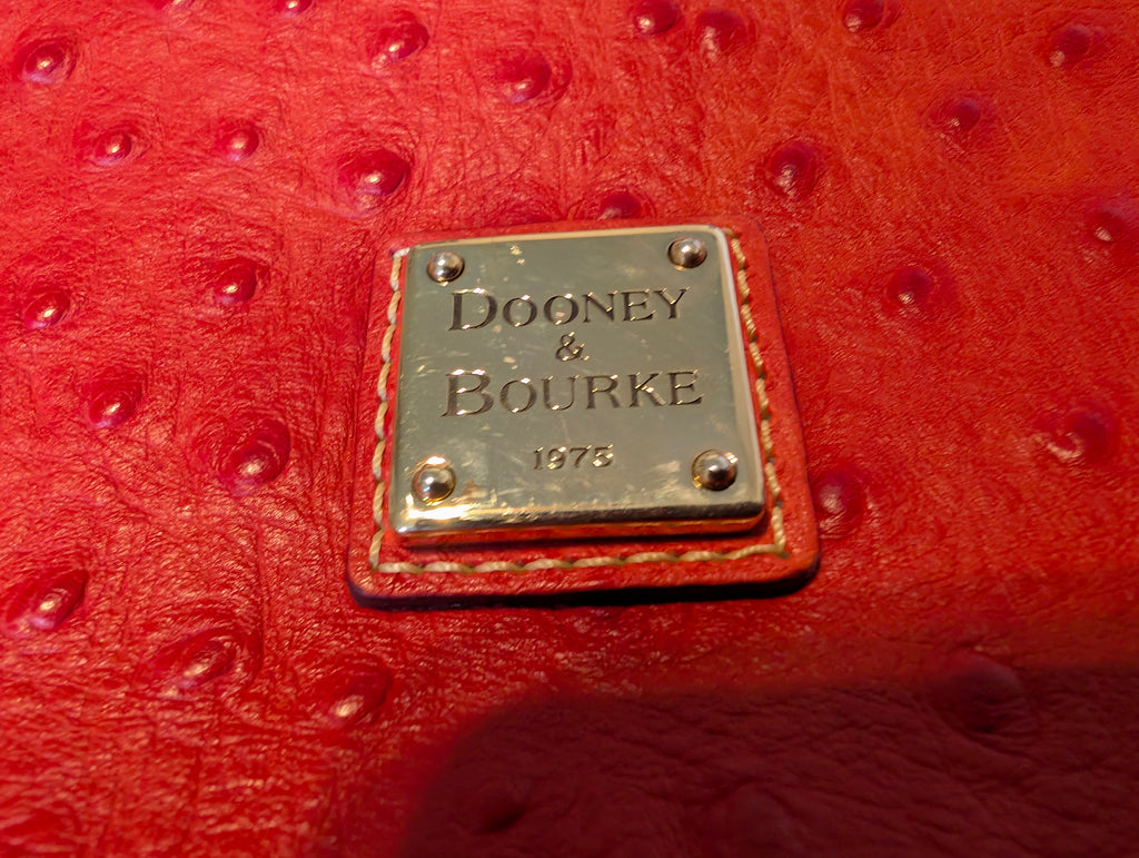 Dooney & Bourke Ostrich-Embossed Leather Tote (Red/Coral)
