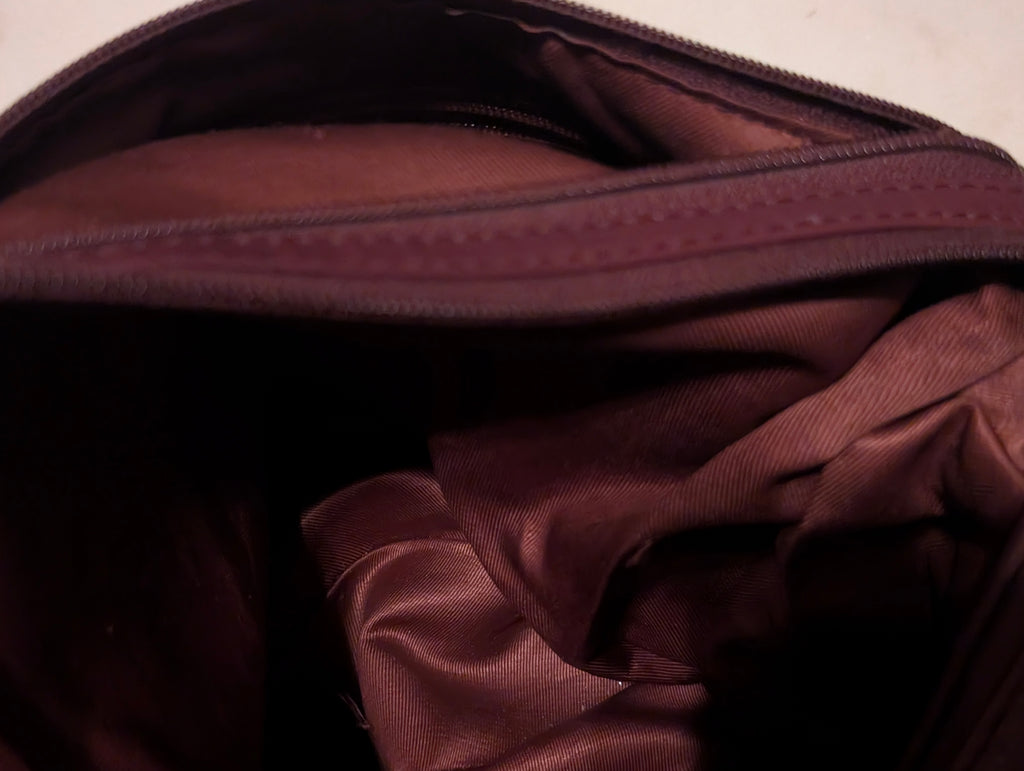 Burgundy Leather Shoulder Bag – Multiple Zip Pockets