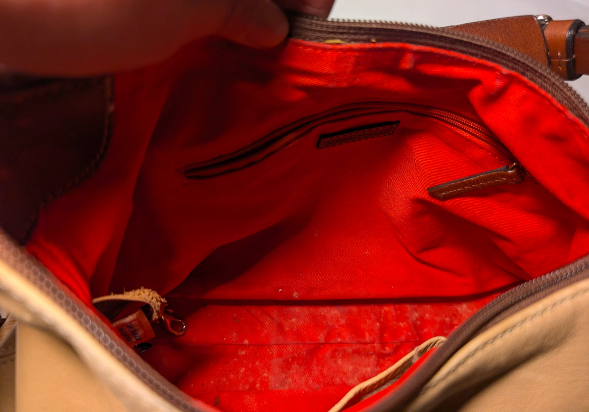 Dooney & Bourke Beige Leather Boho Bag