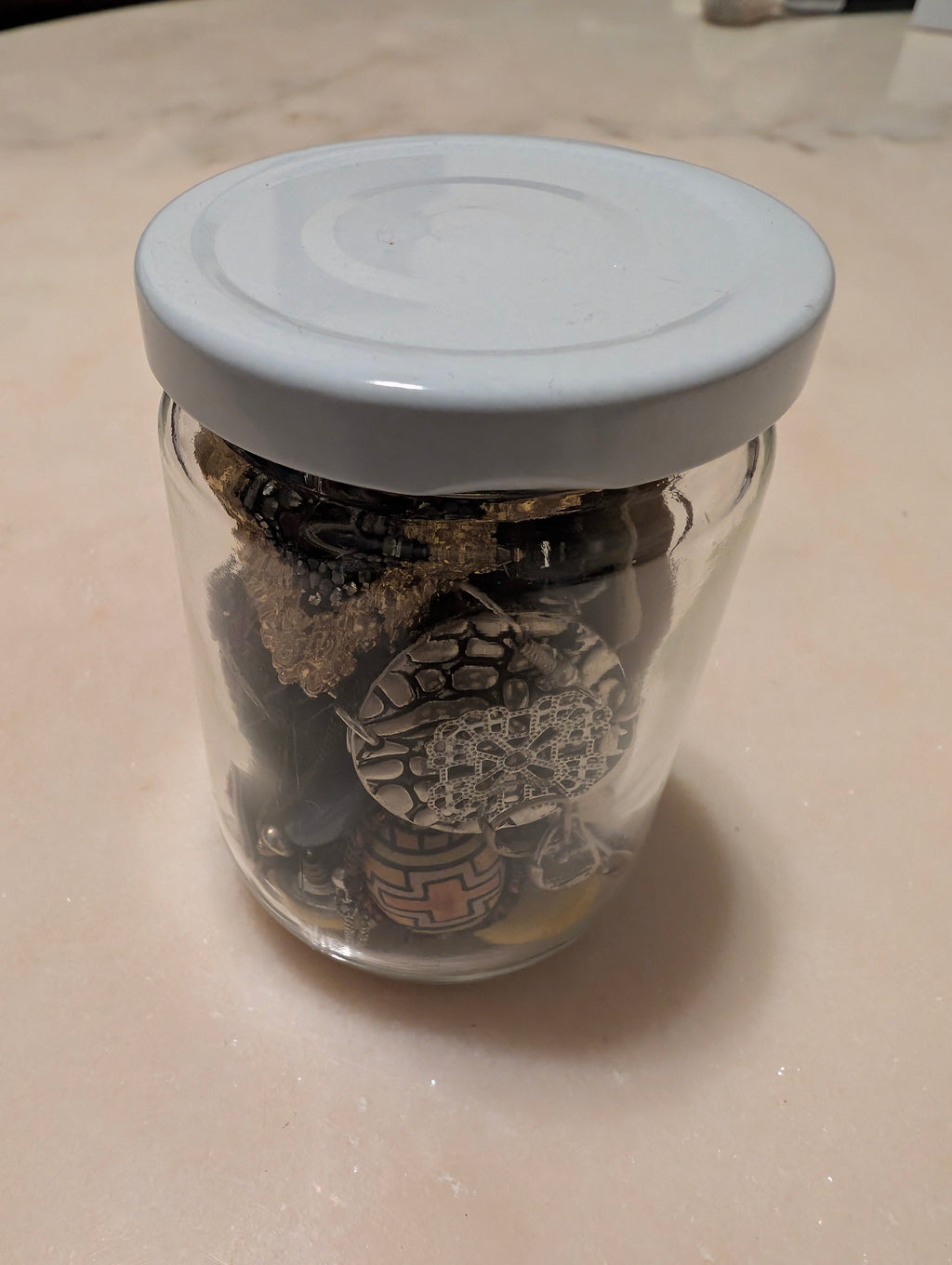 Mystery Jewelry Jar Craft Repair Wear Resale Mixed Costume Jewelry Lot Glass Jar