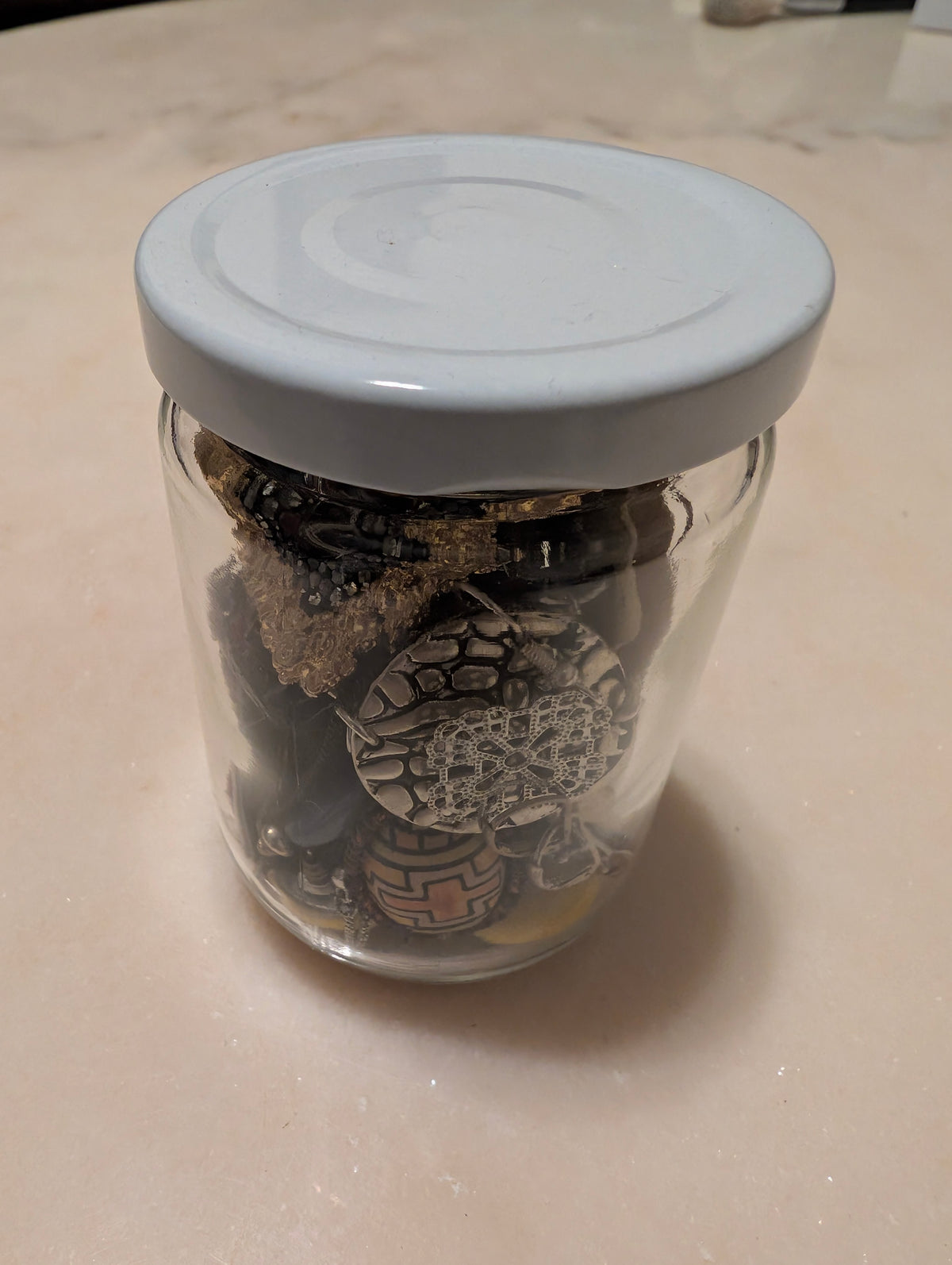 Mystery Jewelry Jar Craft Repair Wear Resale Mixed Costume Jewelry Lot Glass Jar