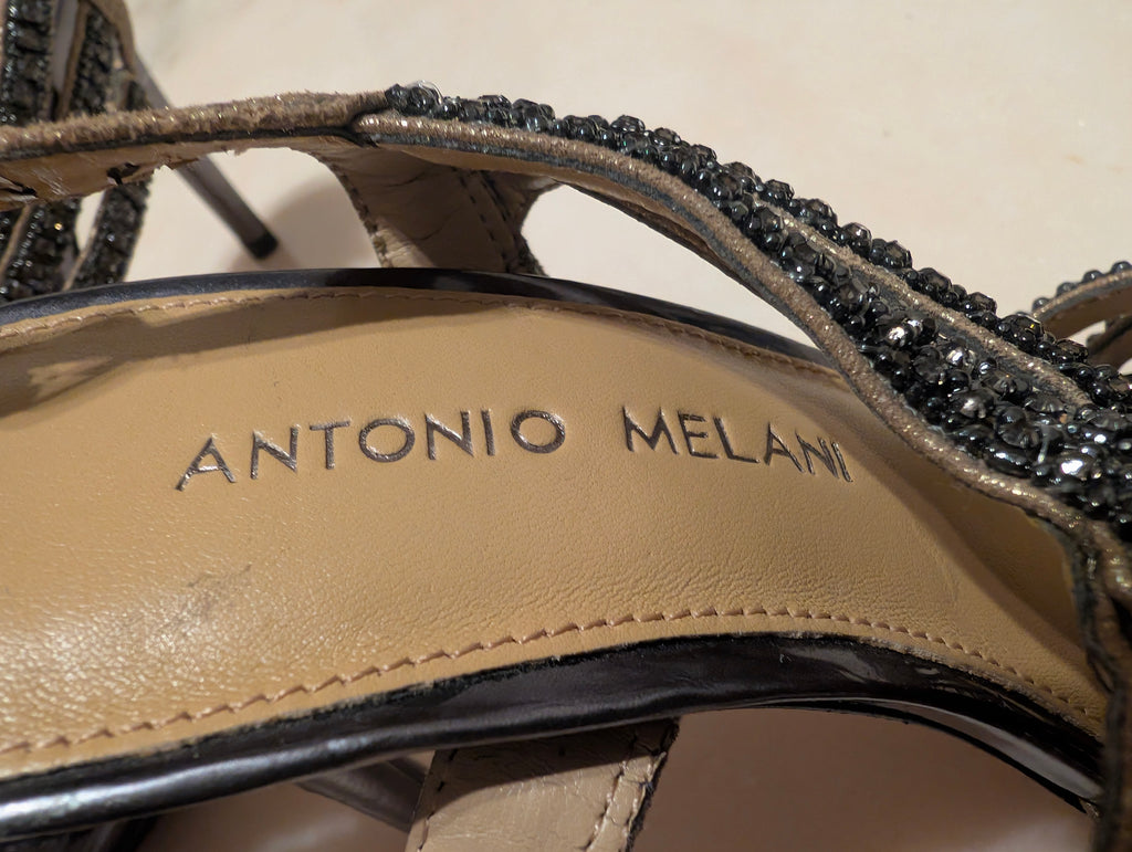 Antonio Melani, Beaded Evening Sandals (Size 6.5M ） Leather Sole