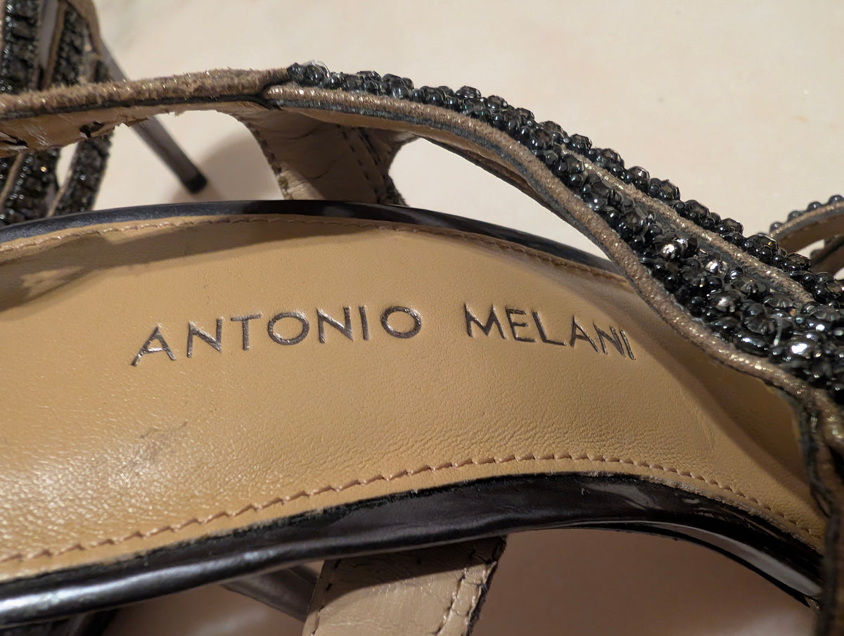 Antonio Melani, Beaded Evening Sandals (Size 6.5M ） Leather Sole
