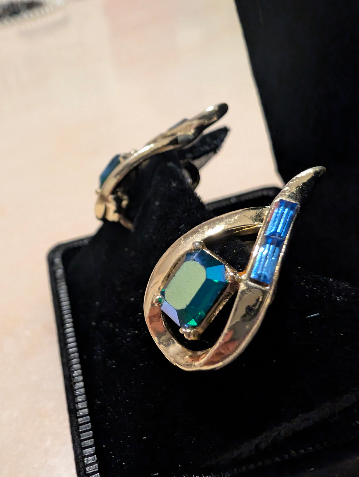 Vintage Designer Blue Aurora Borealis  Clip Earrings: Coro