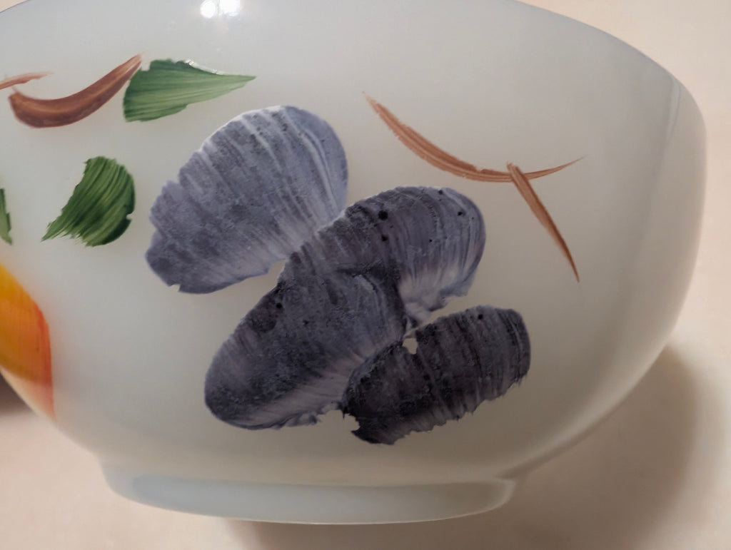 Vintage Fire-King Golden Harvest Milk Glass Bowl Hand Painted USA