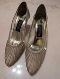 Sesto Meucci Mesh and Leather, Champagne Gold Heel Pumps (size 6 ）made in spain