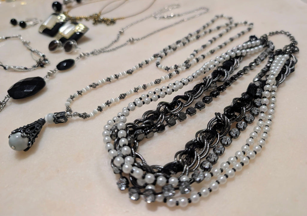 Vintage Jewerly Bundle:  Black/White Sleek Style