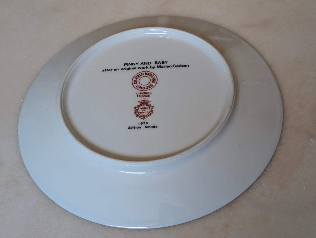 1976 Ch. Field Haviland Limoges Pinky and Baby Marian Carlsen Limited Edition Collector Plate