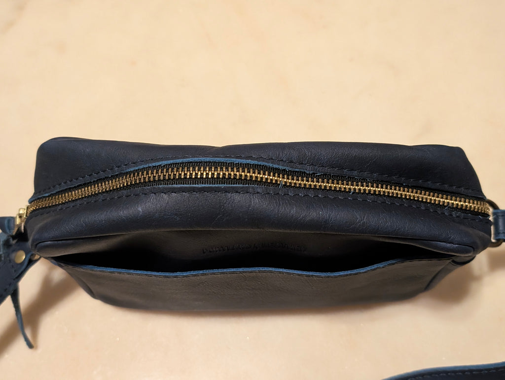 Portland Leather Goods Full Grain Leather Crossbody Purse Navy Blue
