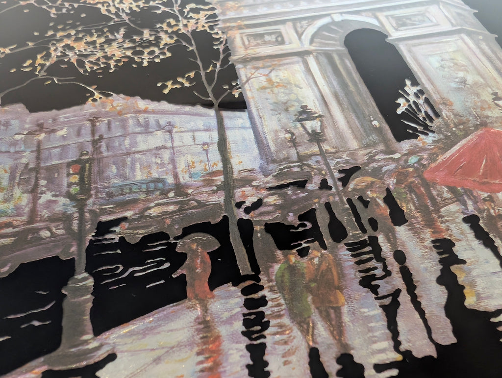 Vintage Kafka Industries #4227 Paris Arc de Triomphe 3D Foil Wall Art 1985 Made USA Framed