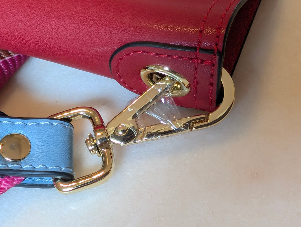 BOSTANTEN Leather Red Tote Shoulder Bag Colorful Woven Strap