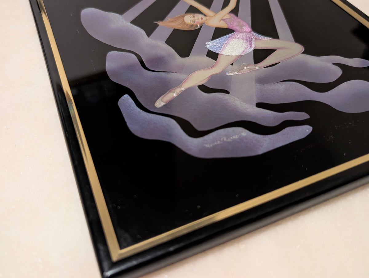 Vintage Kafka Industries #4389 Ballerina 3D Foil Wall Art Framed Ballet Dancer Made in USA