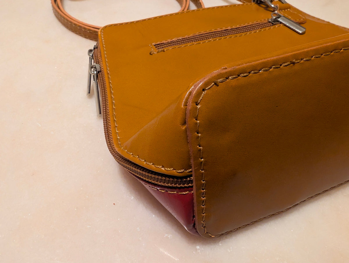 Made in Italy Vera Pelle Leather Italian Flag Crossbody Bag Tricolour