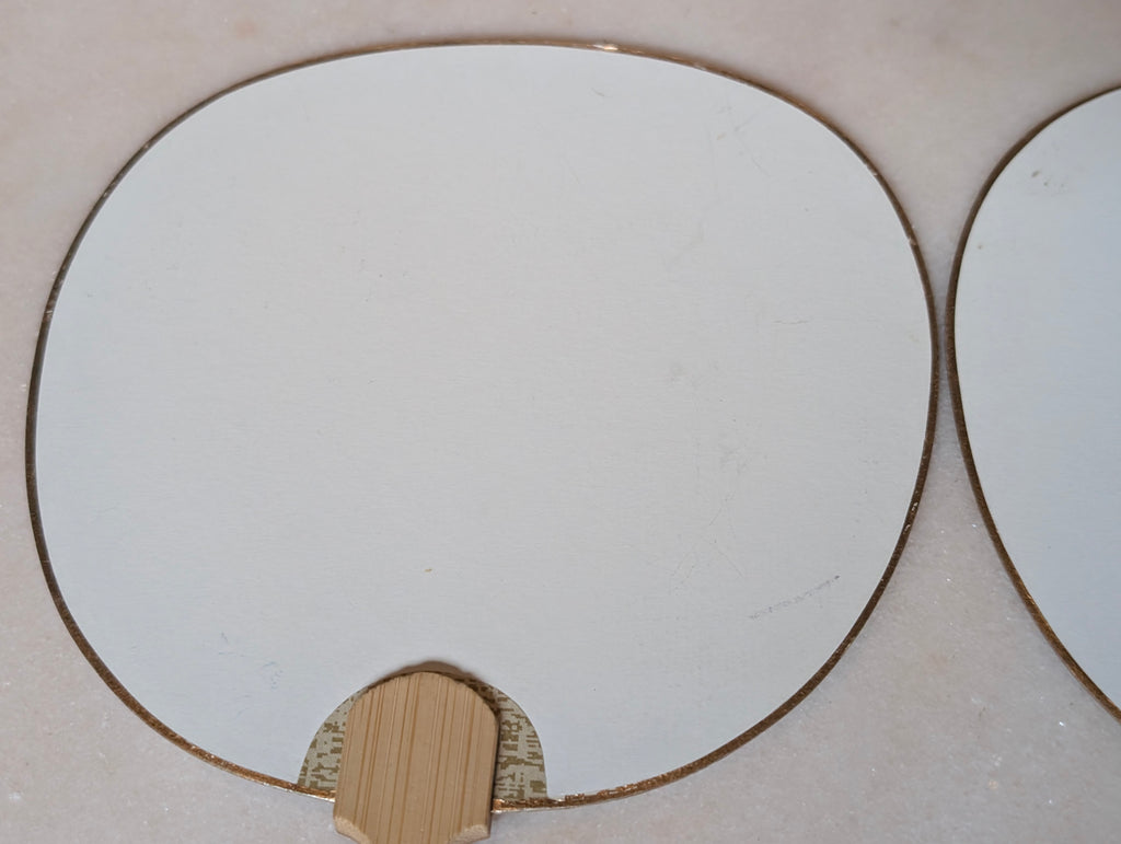 Vintage Japanese Uchiwa Bamboo Hand Fans Pair Geisha Bijin Utamaro Style