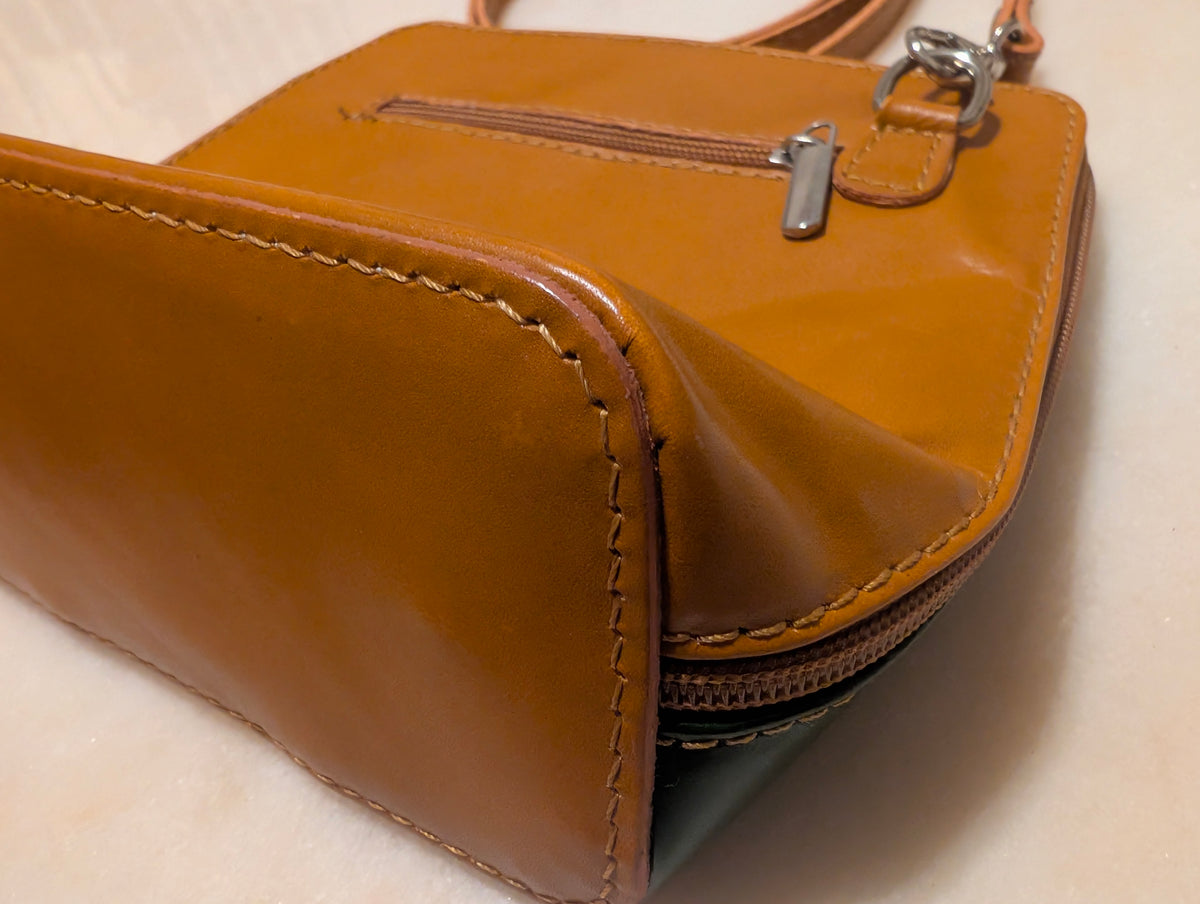 Made in Italy Vera Pelle Leather Italian Flag Crossbody Bag Tricolour