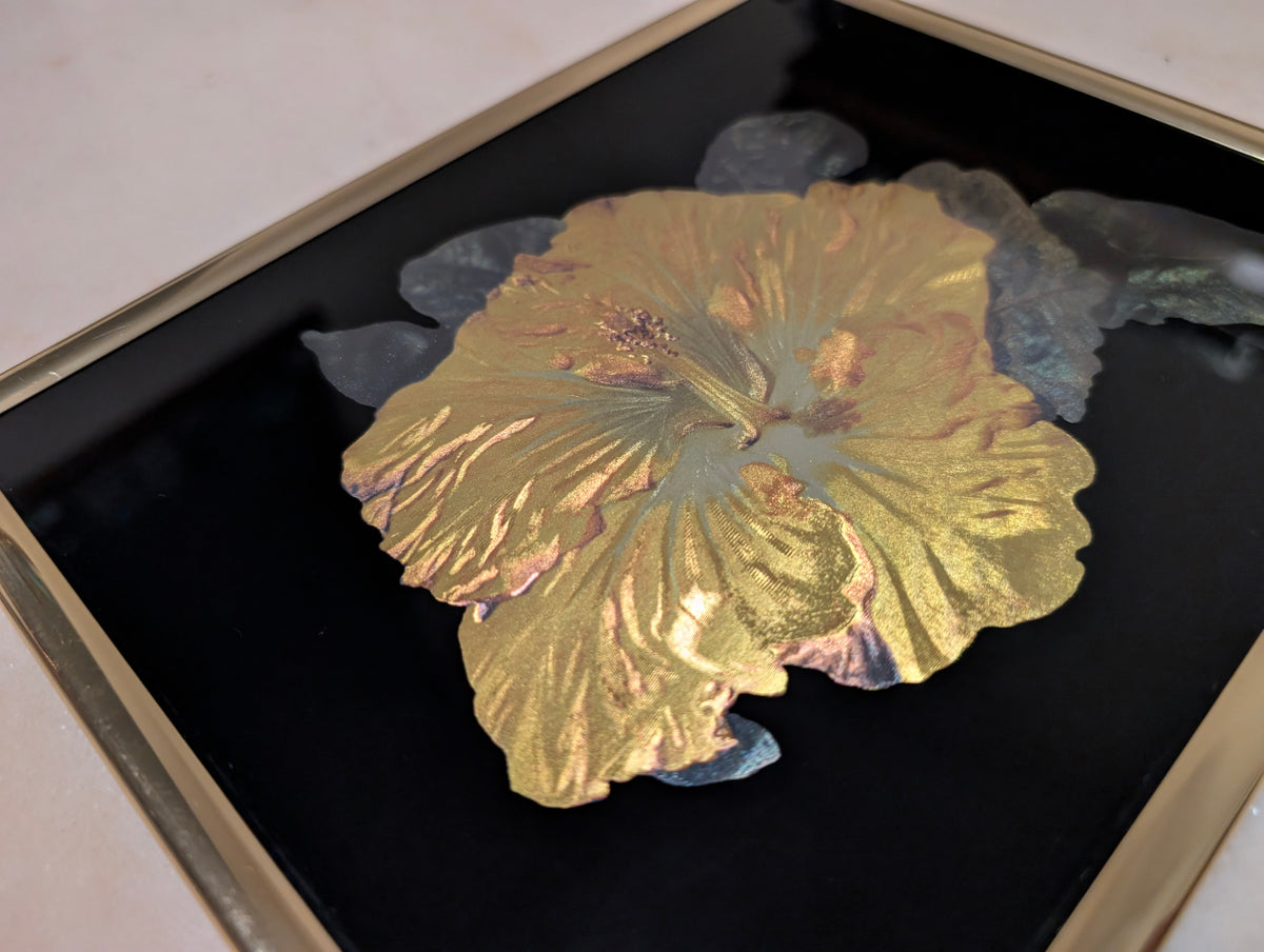 Vintage Kafka Industries Hibiscus Flower 3D Foil Wall Art (#4243) – Made in USA (1985)