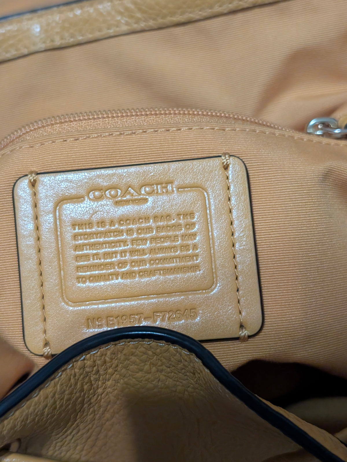 Coach F72645 Mustard Yellow Pebbled Leather Backpack Drawstring Flap Bag