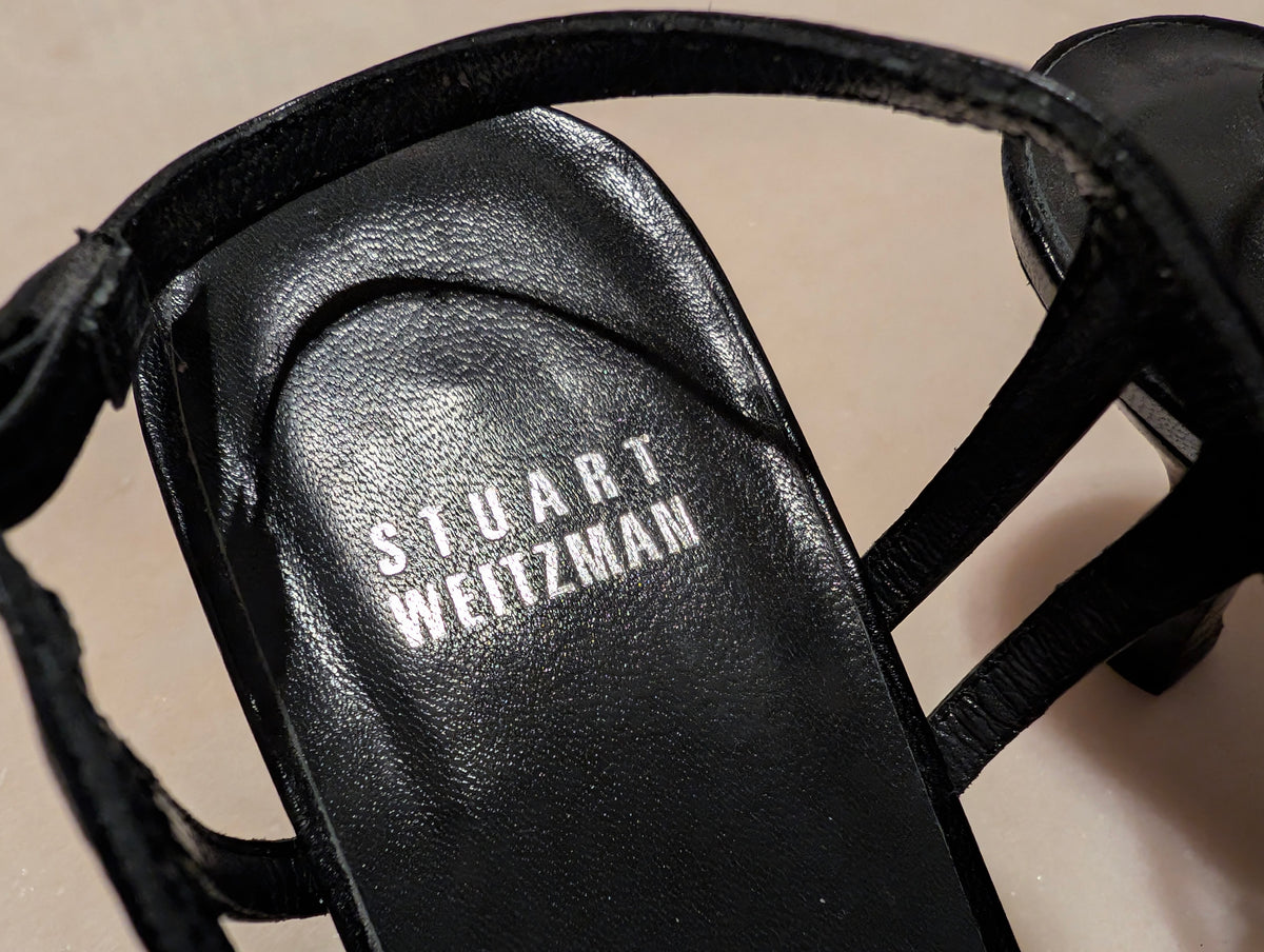 Stuart Weitzman black mesh slingback heels 7M